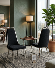 SC410 Modern Oversized High Back Boucle Accent Dining Chair with Polished Chrome Legs