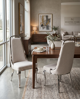 SC410 Modern Oversized High Back Boucle Accent Dining Chair with Polished Chrome Legs