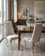 SC410 Modern Oversized High Back Boucle Accent Dining Chair with Polished Chrome Legs