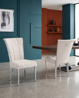 Boucle Upholstered Side Chair with Polished Chrome Frame (SC420-4) by Quality Living Furniture
