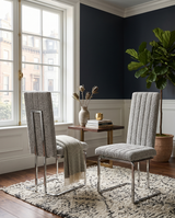 SC440 Modern High Back Boucle Dining Side Chair with Sleek Chrome Legs