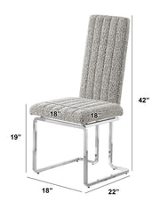 SC440 Modern High Back Boucle Dining Side Chair with Sleek Chrome Legs