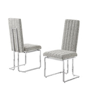 SC440 Modern High Back Boucle Dining Side Chair with Sleek Chrome Legs