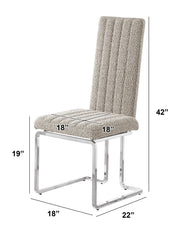 SC440 Modern High Back Boucle Dining Side Chair with Sleek Chrome Legs