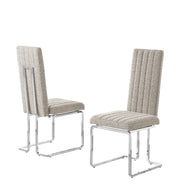 SC440 Modern High Back Boucle Dining Side Chair with Sleek Chrome Legs
