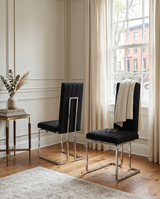SC440 Modern High Back Boucle Dining Side Chair with Sleek Chrome Legs