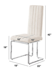 SC440 Modern High Back Boucle Dining Side Chair with Sleek Chrome Legs