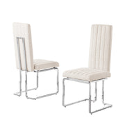SC440 Modern High Back Boucle Dining Side Chair with Sleek Chrome Legs