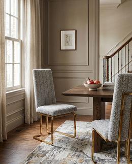 SC444 Modern High Back Boucle Dining Side Chair with Radiant Gold Legs