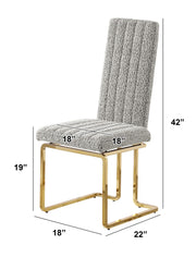 SC444 Modern High Back Boucle Dining Side Chair with Radiant Gold Legs