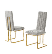 SC444 Modern High Back Boucle Dining Side Chair with Radiant Gold Legs