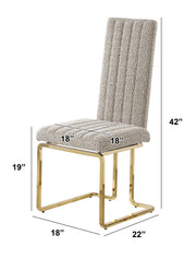 SC444 Modern High Back Boucle Dining Side Chair with Radiant Gold Legs