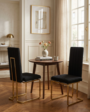 SC444 Modern High Back Boucle Dining Side Chair with Radiant Gold Legs
