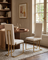 SC444 Modern High Back Boucle Dining Side Chair with Radiant Gold Legs