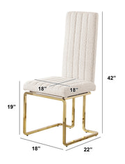 SC444 Modern High Back Boucle Dining Side Chair with Radiant Gold Legs