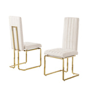 SC444 Modern High Back Boucle Dining Side Chair with Radiant Gold Legs