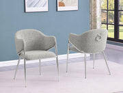 Sc450 Modern Boucle Accent Dining Chair with Sculptural Chrome Frame & Ring Pull