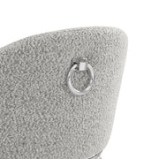 Sc450 Modern Boucle Accent Dining Chair with Sculptural Chrome Frame & Ring Pull