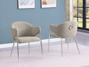 Sc450 Modern Boucle Accent Dining Chair with Sculptural Chrome Frame & Ring Pull