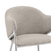 Sc450 Modern Boucle Accent Dining Chair with Sculptural Chrome Frame & Ring Pull