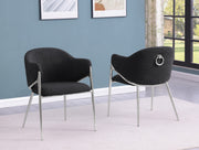 Sc450 Modern Boucle Accent Dining Chair with Sculptural Chrome Frame & Ring Pull