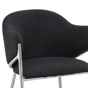 Sc450 Modern Boucle Accent Dining Chair with Sculptural Chrome Frame & Ring Pull