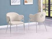 Sc450 Modern Boucle Accent Dining Chair with Sculptural Chrome Frame & Ring Pull