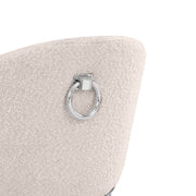 Sc450 Modern Boucle Accent Dining Chair with Sculptural Chrome Frame & Ring Pull