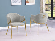 SC454 Modern Boucle Accent Dining Chair with Sculptural Gold Frame & Ring Pull