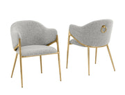 SC454 Modern Boucle Accent Dining Chair with Sculptural Gold Frame & Ring Pull