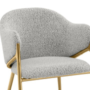 SC454 Modern Boucle Accent Dining Chair with Sculptural Gold Frame & Ring Pull