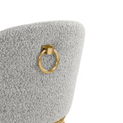 SC454 Modern Boucle Accent Dining Chair with Sculptural Gold Frame & Ring Pull