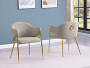 SC454 Modern Boucle Accent Dining Chair with Sculptural Gold Frame & Ring Pull