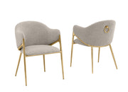 SC454 Modern Boucle Accent Dining Chair with Sculptural Gold Frame & Ring Pull