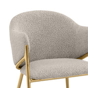 SC454 Modern Boucle Accent Dining Chair with Sculptural Gold Frame & Ring Pull