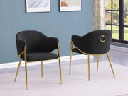 SC454 Modern Boucle Accent Dining Chair with Sculptural Gold Frame & Ring Pull