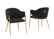 SC454 Modern Boucle Accent Dining Chair with Sculptural Gold Frame & Ring Pull