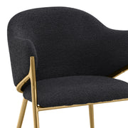 SC454 Modern Boucle Accent Dining Chair with Sculptural Gold Frame & Ring Pull