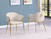 SC454 Modern Boucle Accent Dining Chair with Sculptural Gold Frame & Ring Pull