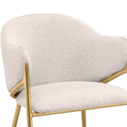 SC454 Modern Boucle Accent Dining Chair with Sculptural Gold Frame & Ring Pull