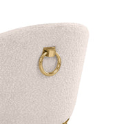 SC454 Modern Boucle Accent Dining Chair with Sculptural Gold Frame & Ring Pull