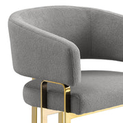 SC464 Modern Teddy Fabric Accent Dining Chair with Architectural Gold Frame, Curved Barrel Armchair