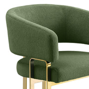 SC464 Modern Teddy Fabric Accent Dining Chair with Architectural Gold Frame, Curved Barrel Armchair