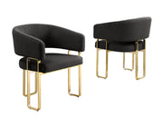 SC464 Modern Teddy Fabric Accent Dining Chair with Architectural Gold Frame, Curved Barrel Armchair