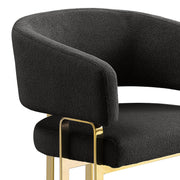 SC464 Modern Teddy Fabric Accent Dining Chair with Architectural Gold Frame, Curved Barrel Armchair