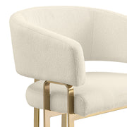SC464 Modern Teddy Fabric Accent Dining Chair with Architectural Gold Frame, Curved Barrel Armchair