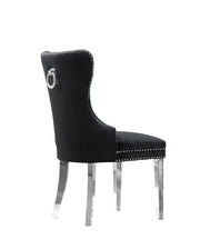 SC44 Elegant [Velvet / Faux Leather] Dining Side Chair with Tufted Back, Nailhead Trim & Ring Pull, Stainless Steel Legs