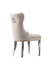 SC44 Elegant [Velvet / Faux Leather] Dining Side Chair with Tufted Back, Nailhead Trim & Ring Pull, Stainless Steel Legs