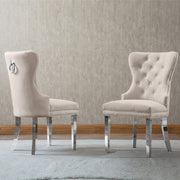 SC45-48 & SC115-8: Velvet Wing Back Button Tufted Chairs with Stainless Steel Legs