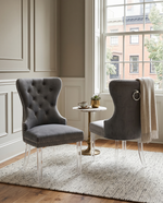 SC50-SC52 Modern Velvet Accent Dining Chair with Clear Acrylic Legs, Tufted Back, Nailhead Trim & Ring Pull by Quality Living Furniture